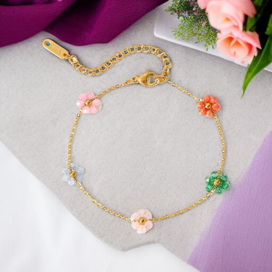 Multicolor Flower Chain Bracelet