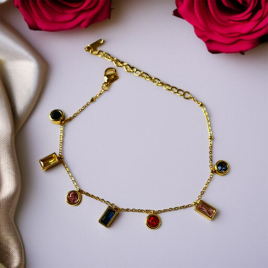 Multicolor Stone Chain Bracelet