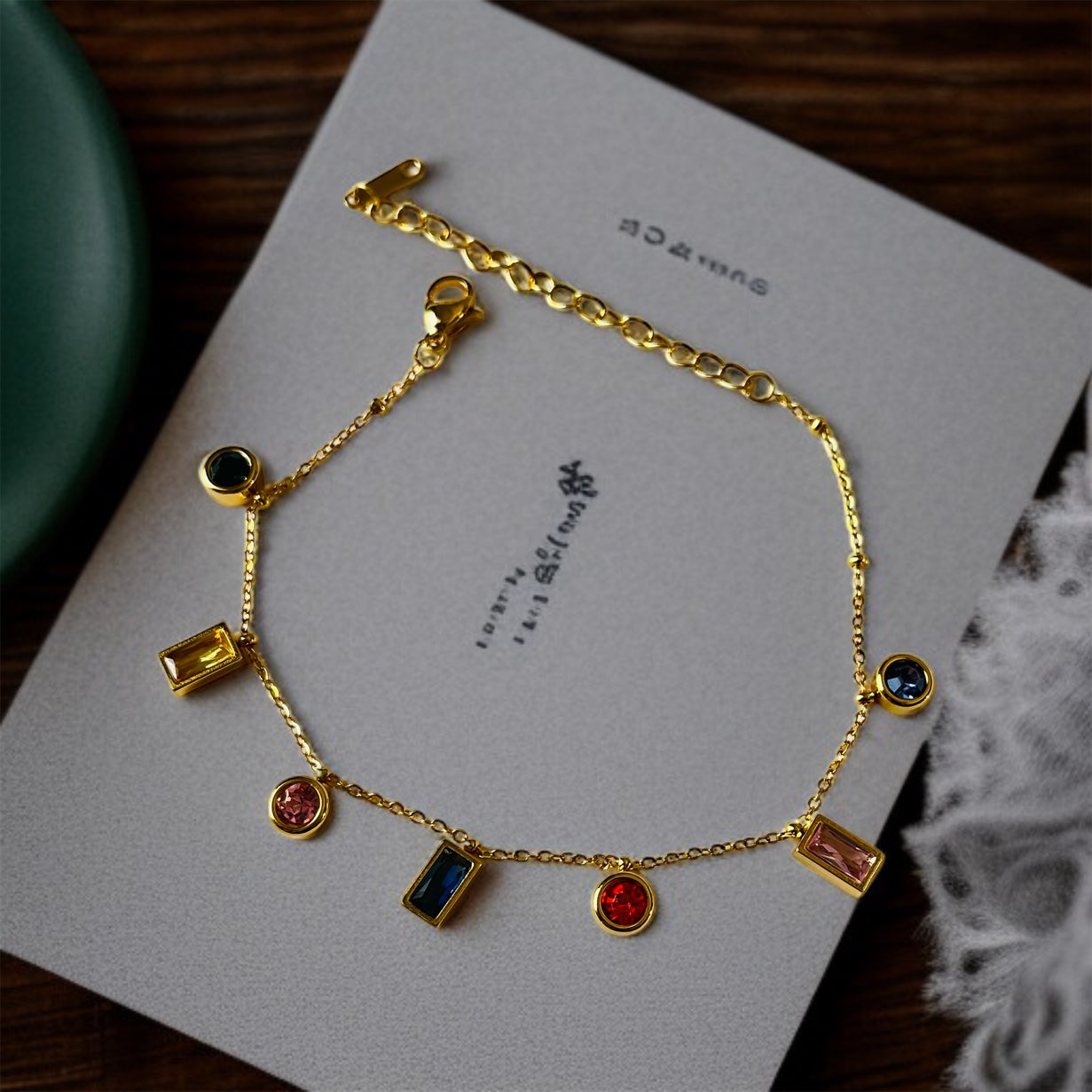 Multicolor Stone Chain Bracelet