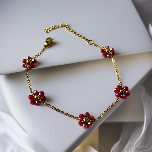 Wine Flower Chain Bracelet