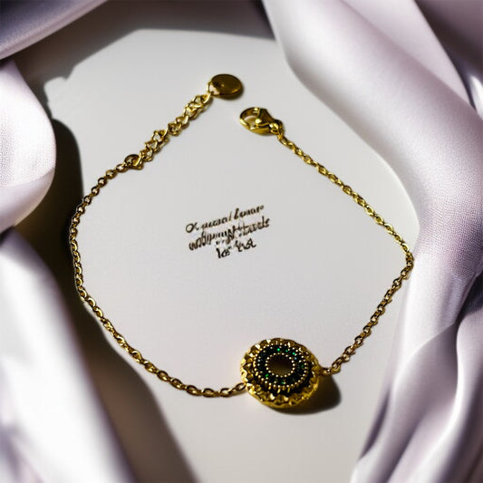 Green Stone Chain Bracelet