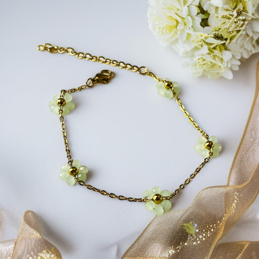 Mint Flower Chain Bracelet