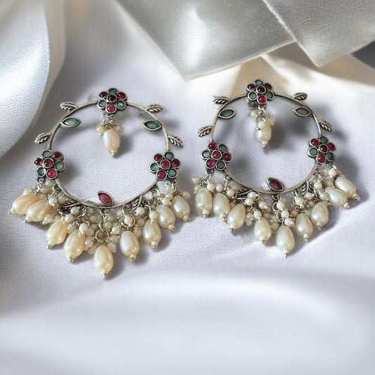 Pearl Designer Hoop Earrings