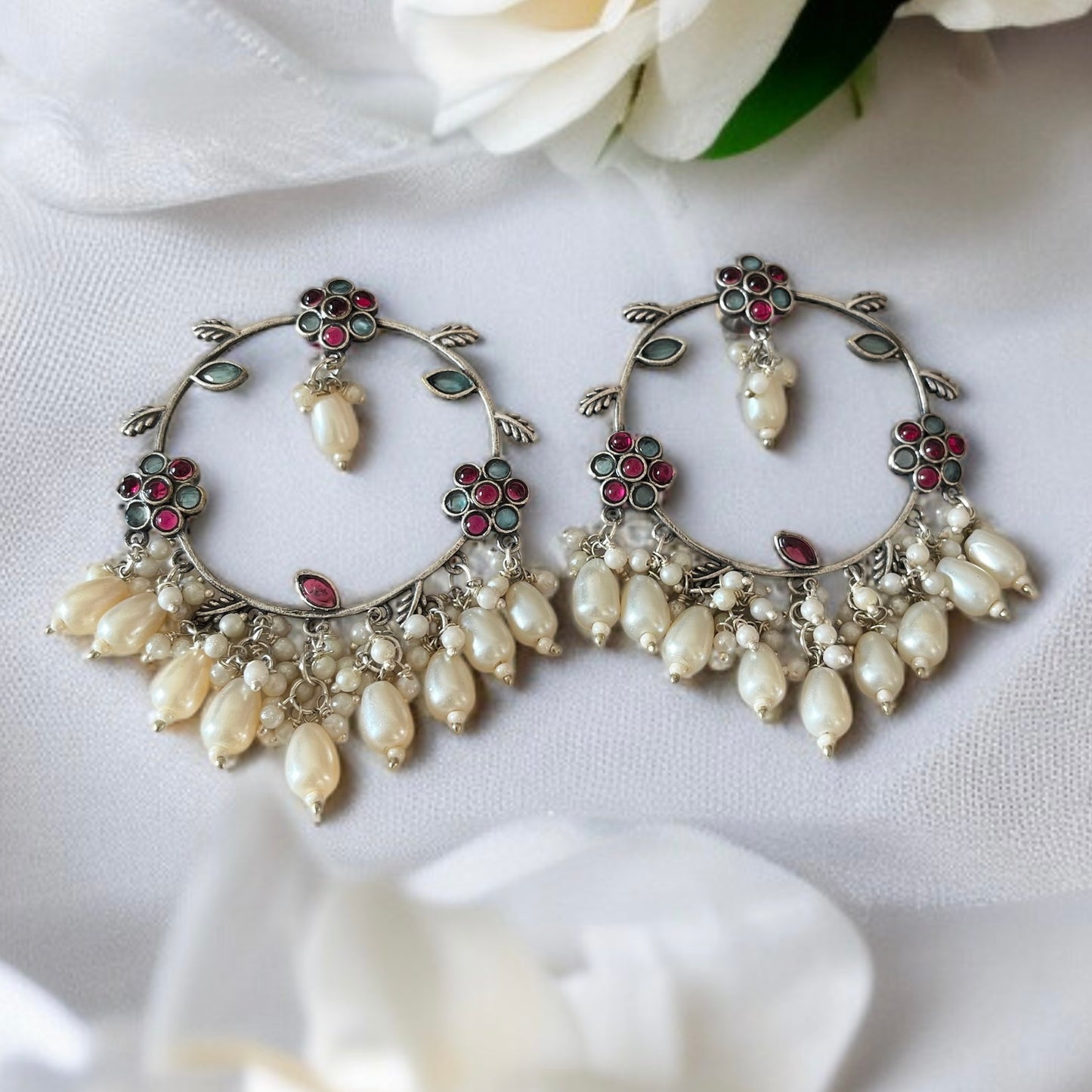 Pearl Designer Hoop Earrings