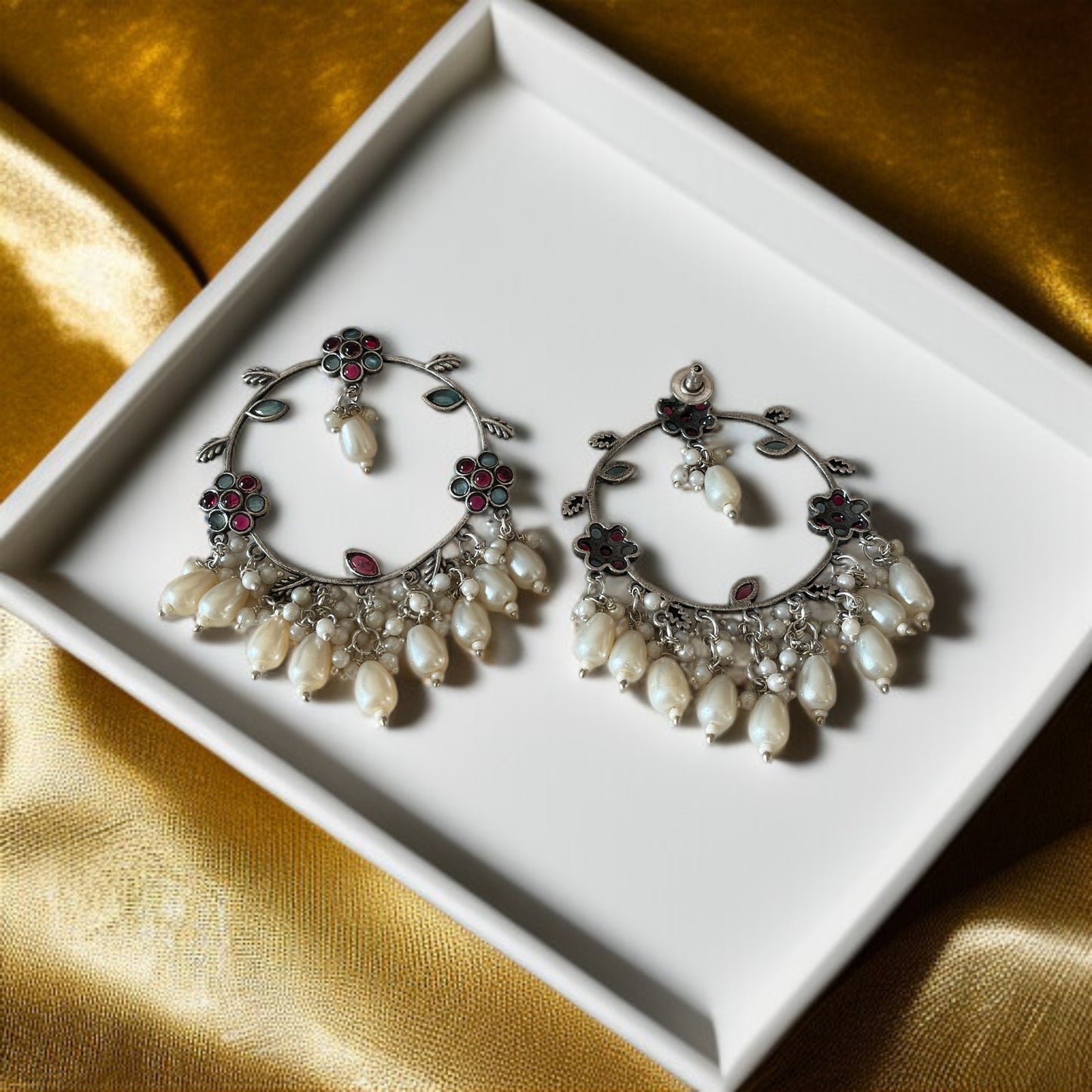 Pearl Designer Hoop Earrings