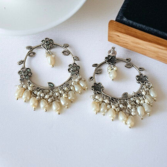 Pearl Designer Hoop Earrings