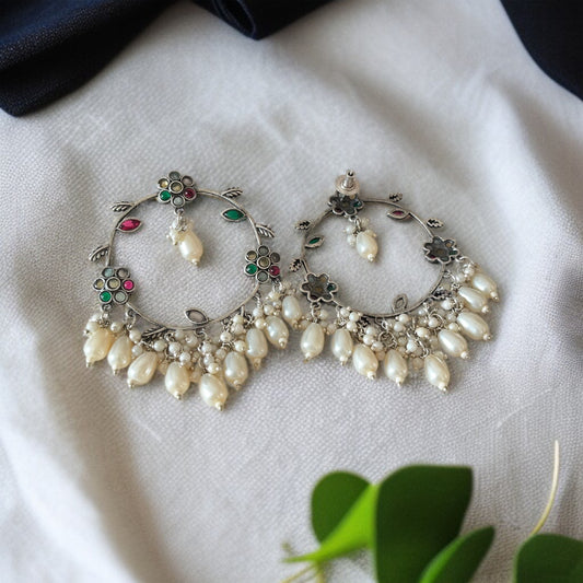 Pearl Designer Hoop Earrings