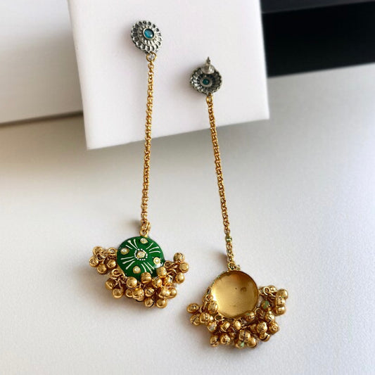 Hanging Chain Handprint Ghungroo Earrings