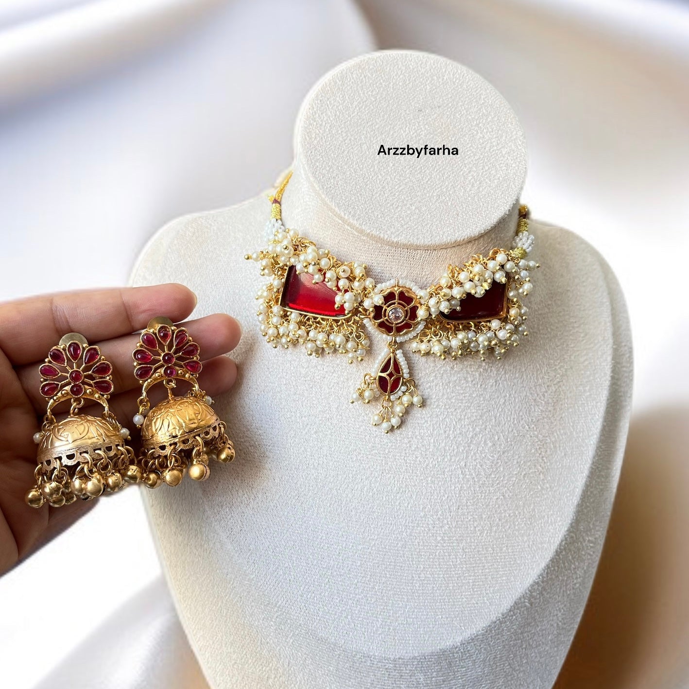 Red Stone Necklace Set