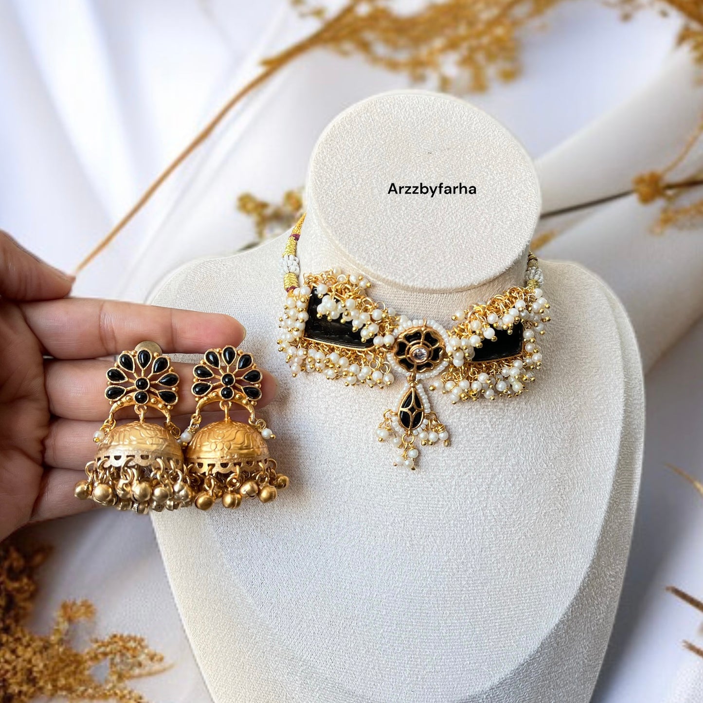 Black Stone Necklace Set