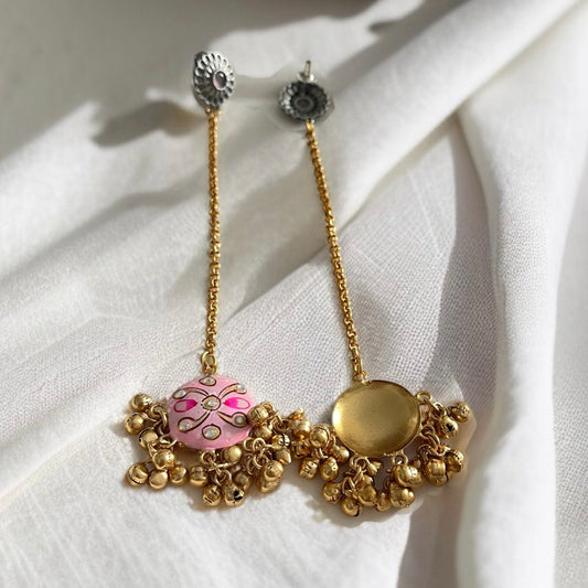 Hanging Chain Handprint Ghungroo Earrings