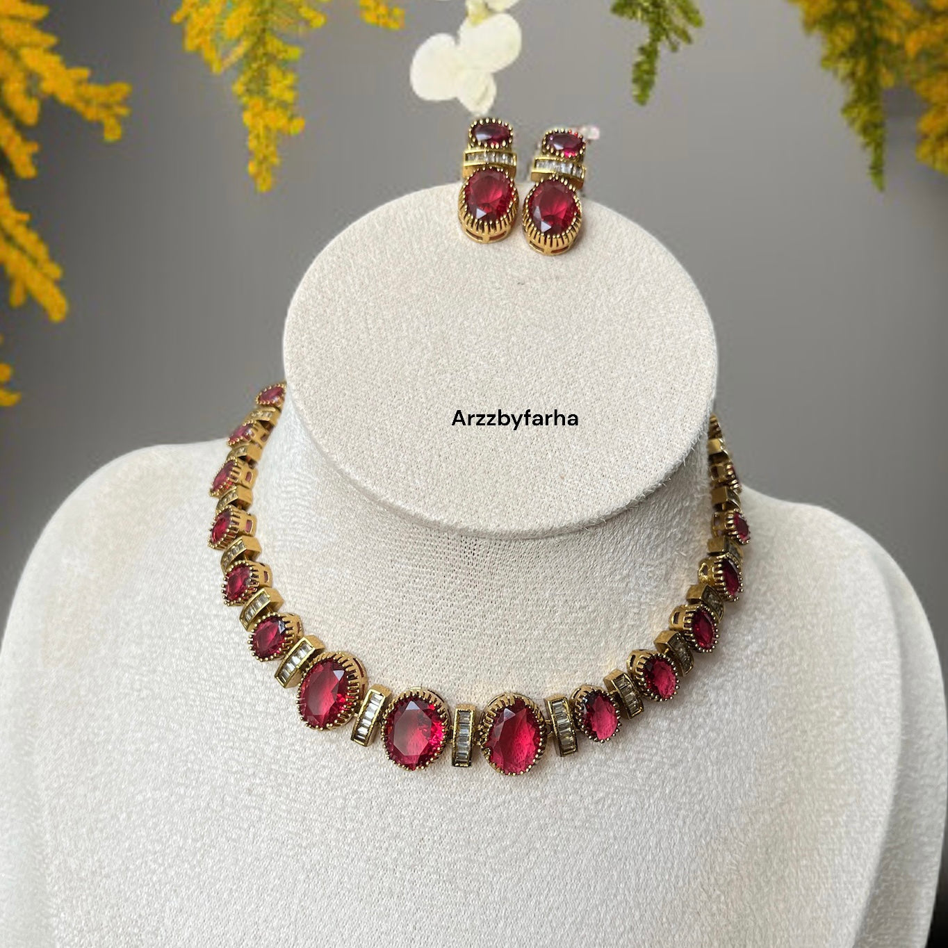 Ruby Stone Necklace Set