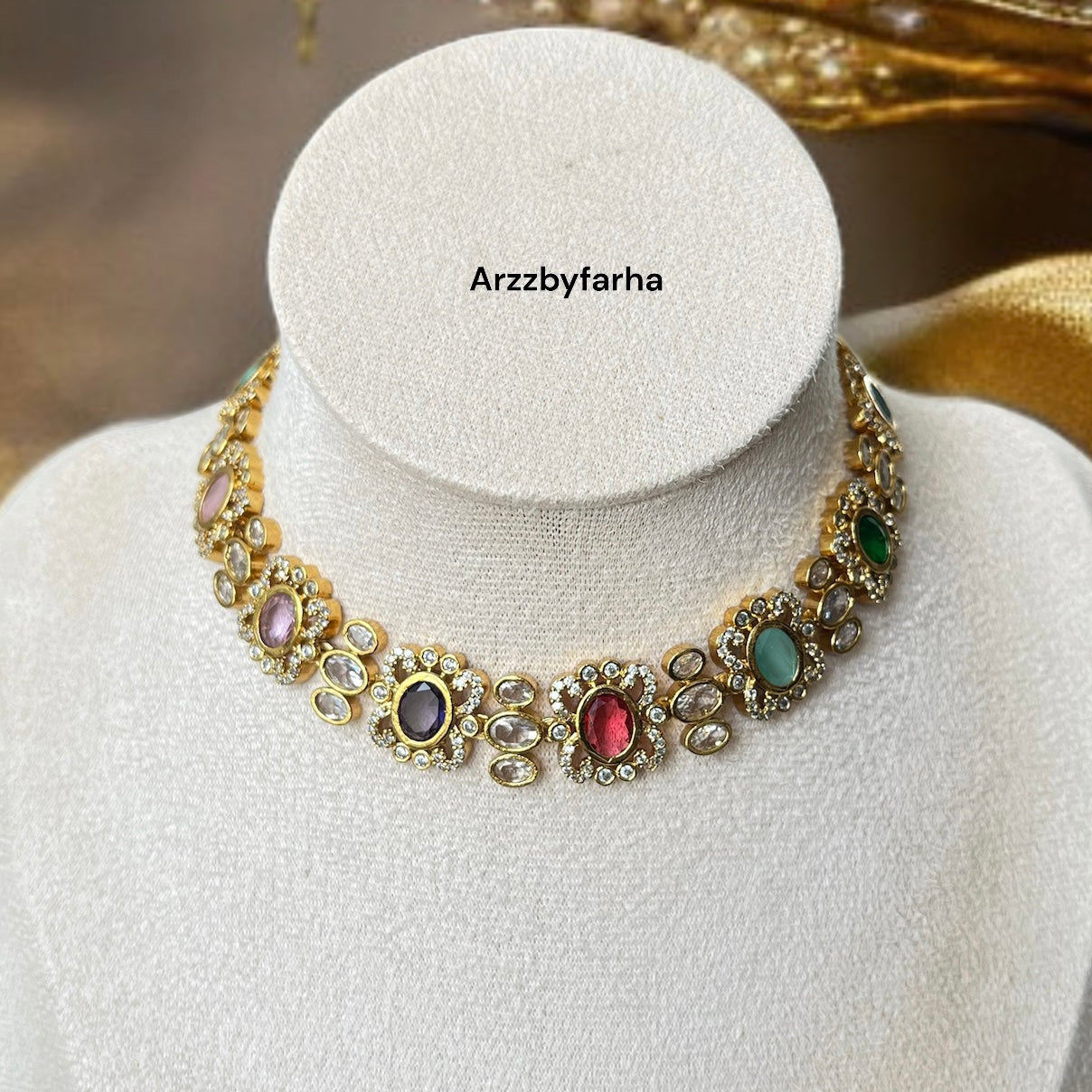 Multicolor Stone Moissanite Necklace Set