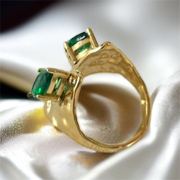 Double Green Stone Ring