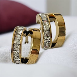 AD Studded Small Hoop Earrings