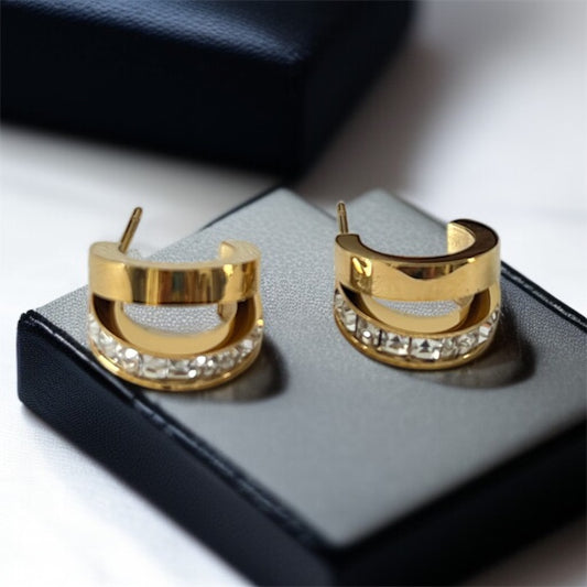 AD Studded Small Hoop Earrings