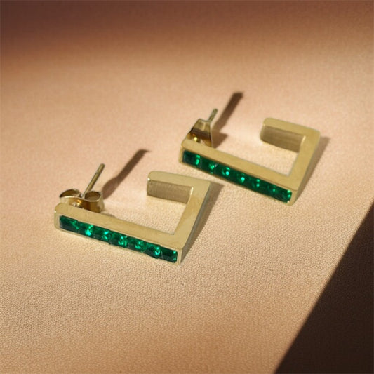 AD Studded Hoop Earrings