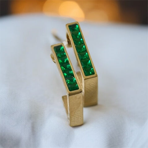 AD Studded Hoop Earrings