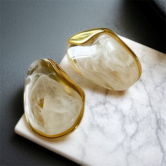 Cloudy White Studs Earrings