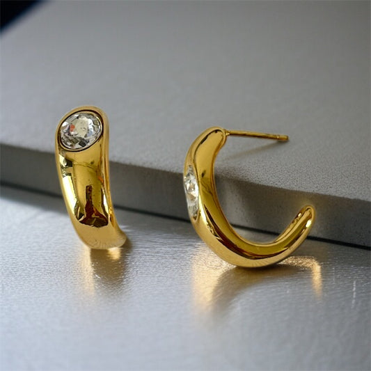 White Stone Hoop Earrings