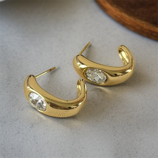 White Stone Hoop Earrings