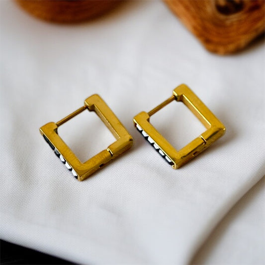 AD Studded Small Hoop Earrings