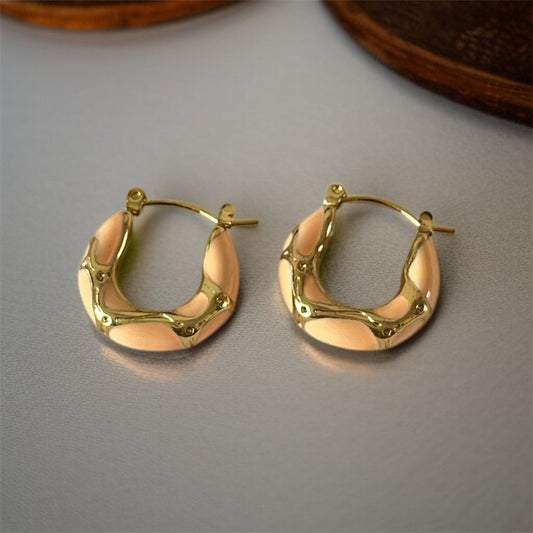 Peach & Gold Hoop Earrings