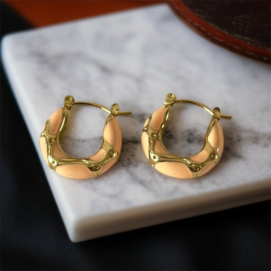 Peach & Gold Hoop Earrings