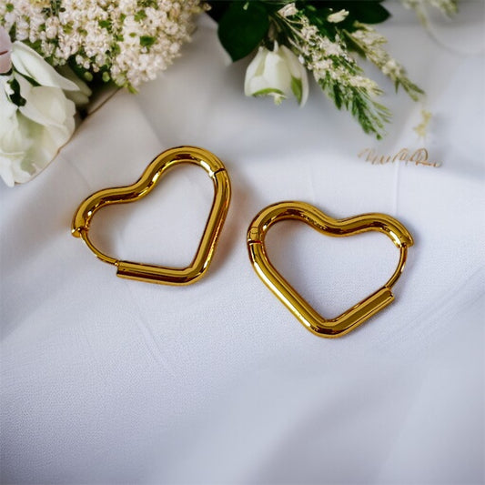 Gold Heart Hoop Earrings