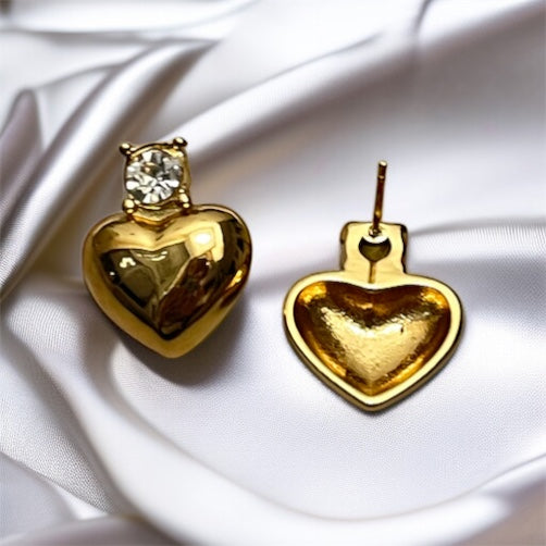 White Stone Heart Earrings