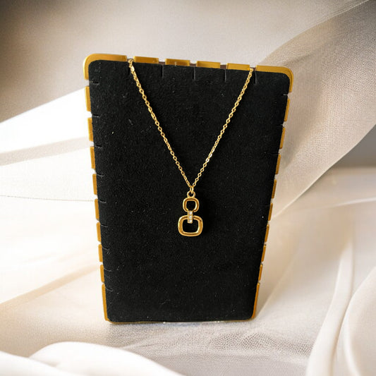 Gold Square Pendant Necklace