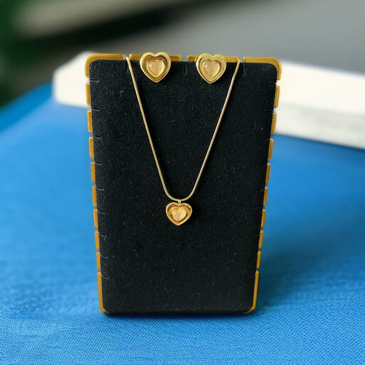 Heart Pendant Studs Combo Set
