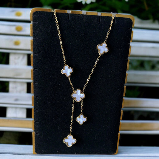 White Clover Drop Necklace