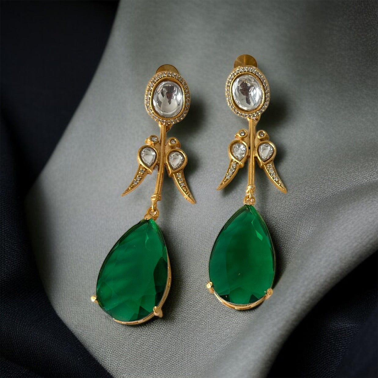 Birds Stone Drop Earrings