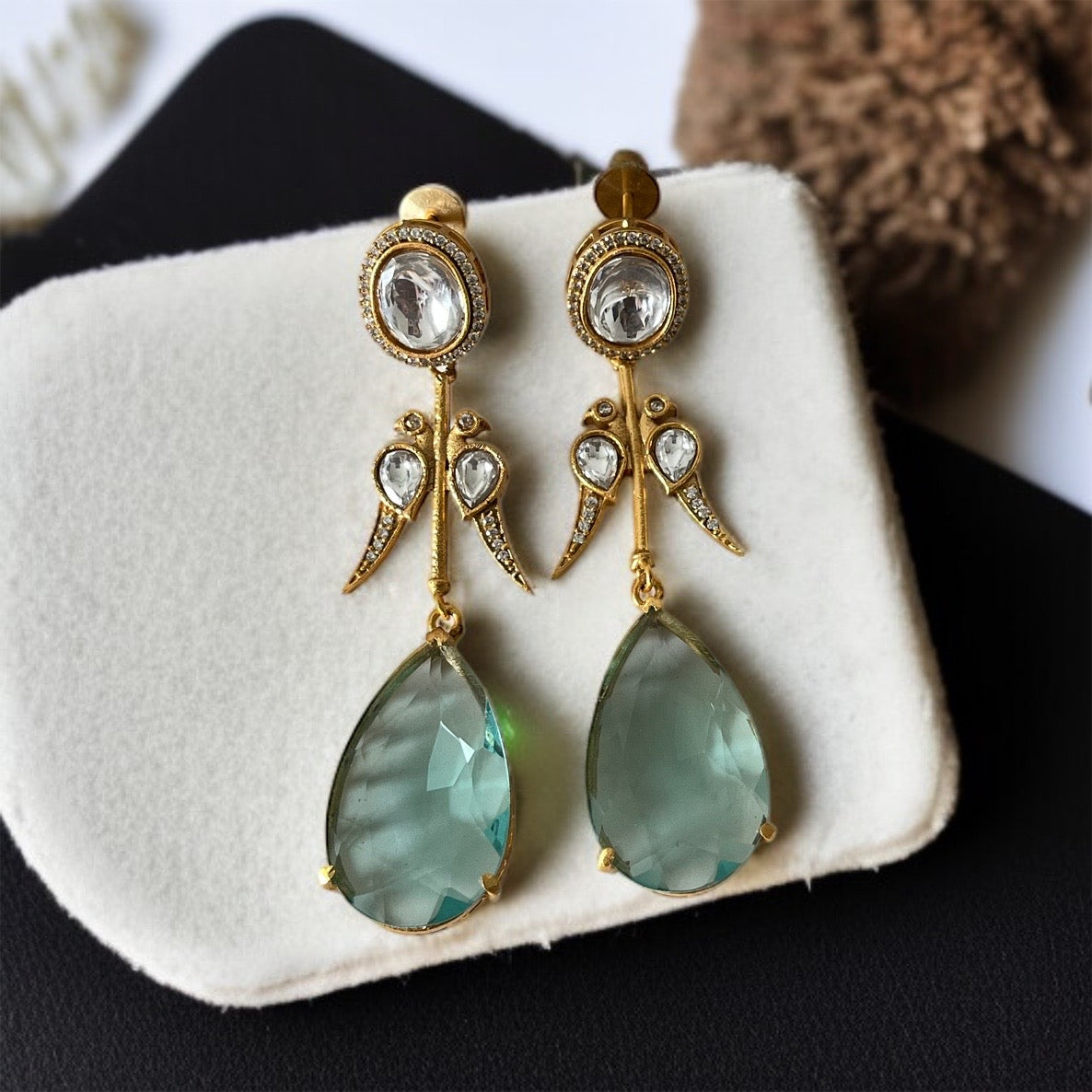 Birds Stone Drop Earrings