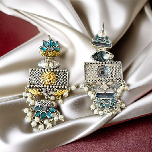 Dual Tone Dangler Earrings