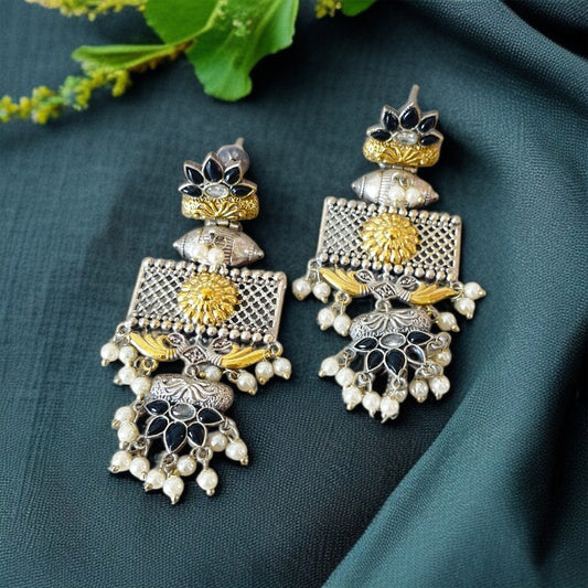 Dual Tone Dangler Earrings