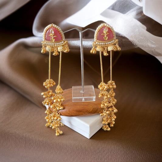 Pink Ghungroo Kashmiri Earrings