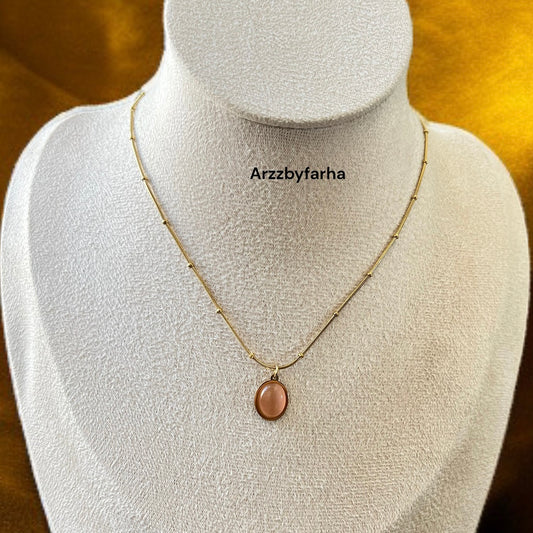 Peach Pendant Chain Necklace