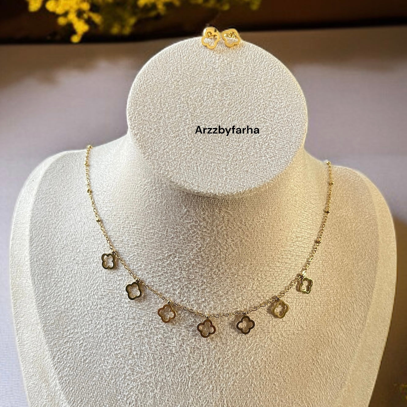 Clover Necklace Studs Combo Set