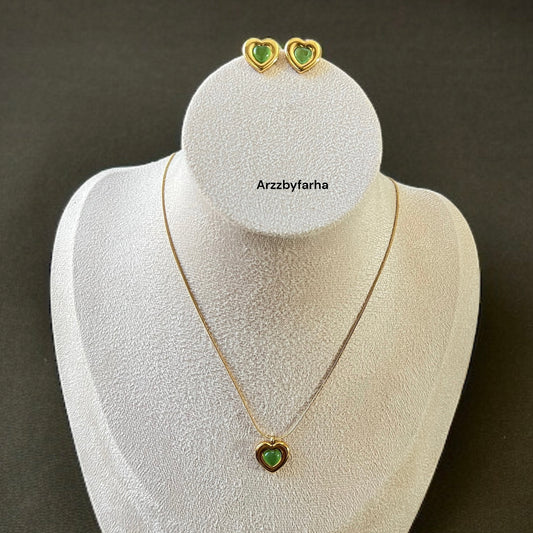 Heart Pendant Studs Combo Set