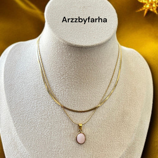 Pink Double Chain Necklace