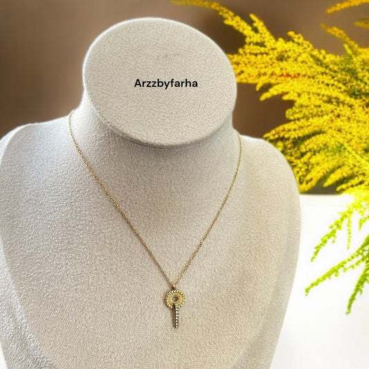 AD Studded Gold Chain Necklace