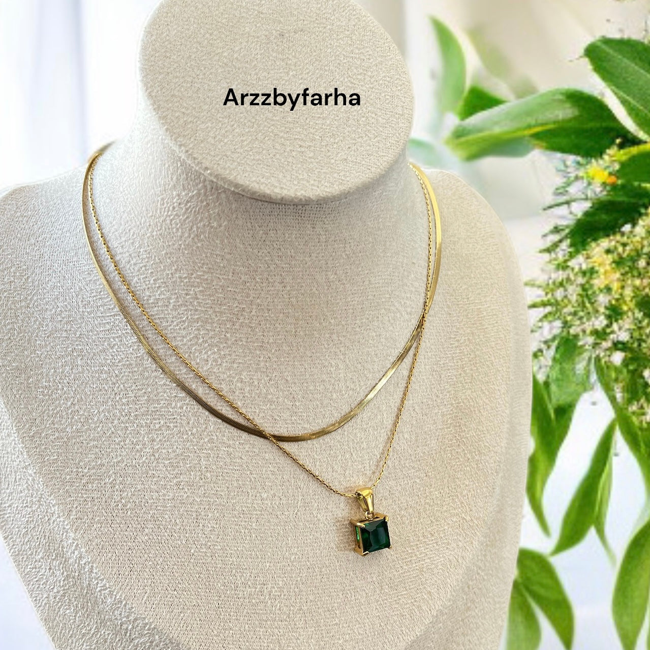 Green Double Layer Chain Necklace