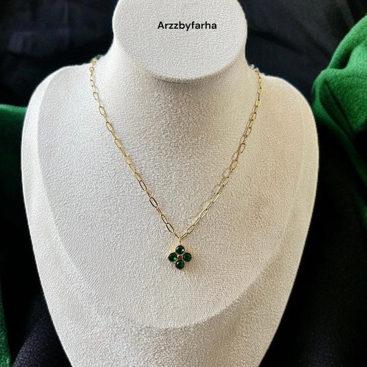 Green Stone Pendant Necklace