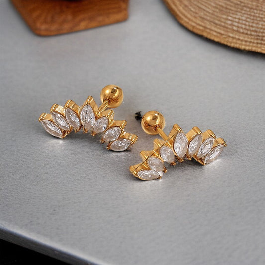 Flower Stone Studs Earrings