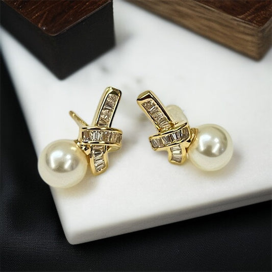 Crystal Pearl Studs Earrings