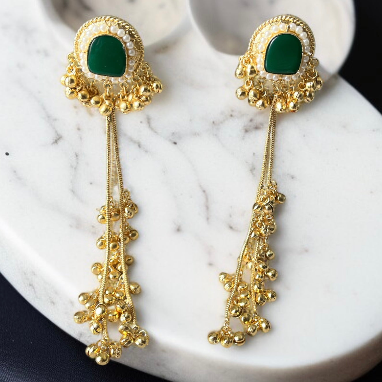 Stone Ghungroo Kashmiri Earrings