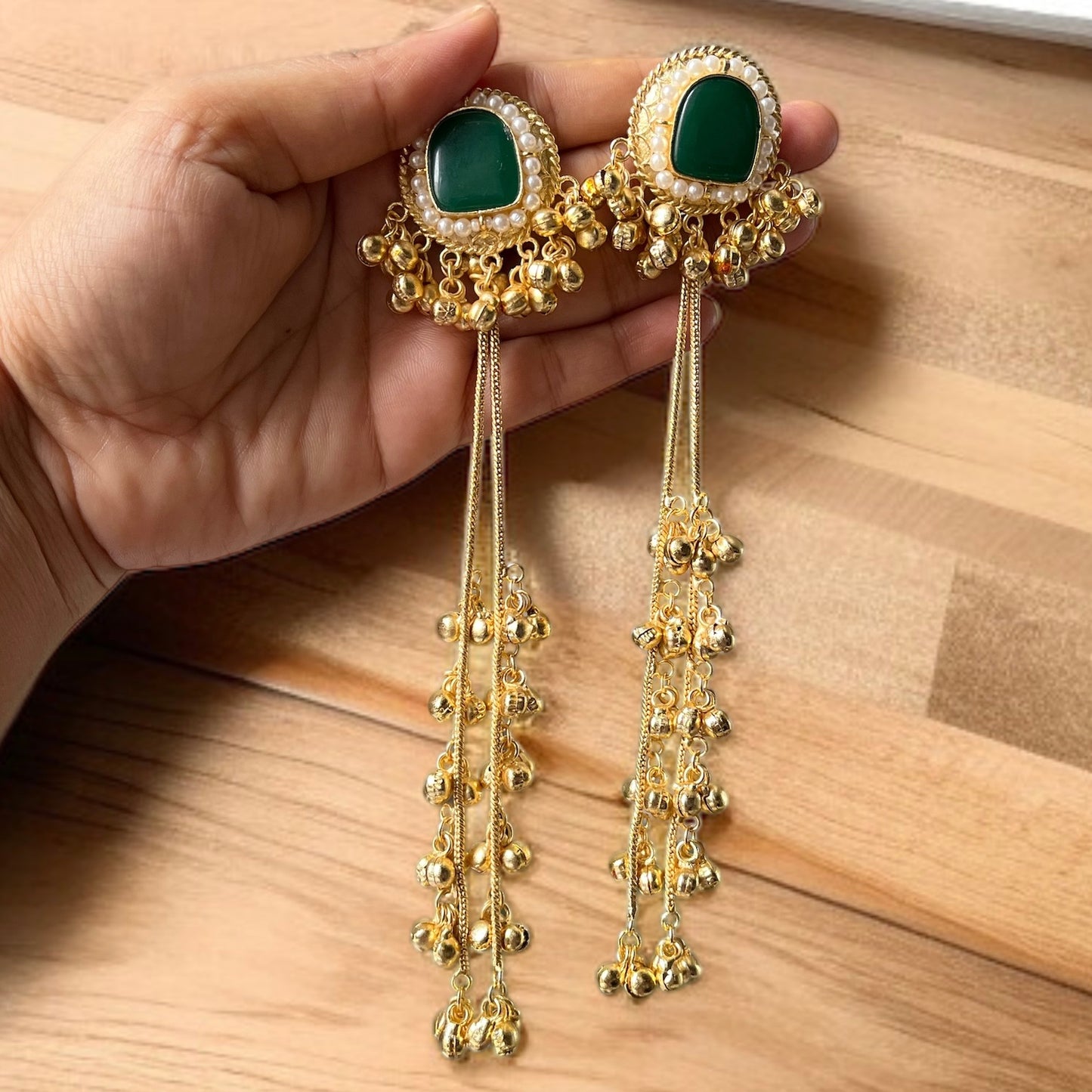 Stone Ghungroo Kashmiri Earrings