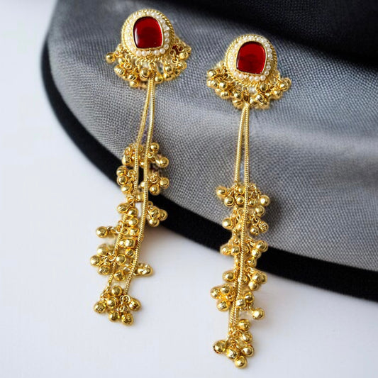 Stone Ghungroo Kashmiri Earrings
